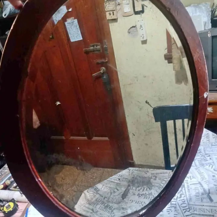 Espejo ovalado antiguo marco madera biselado como Seve detalles