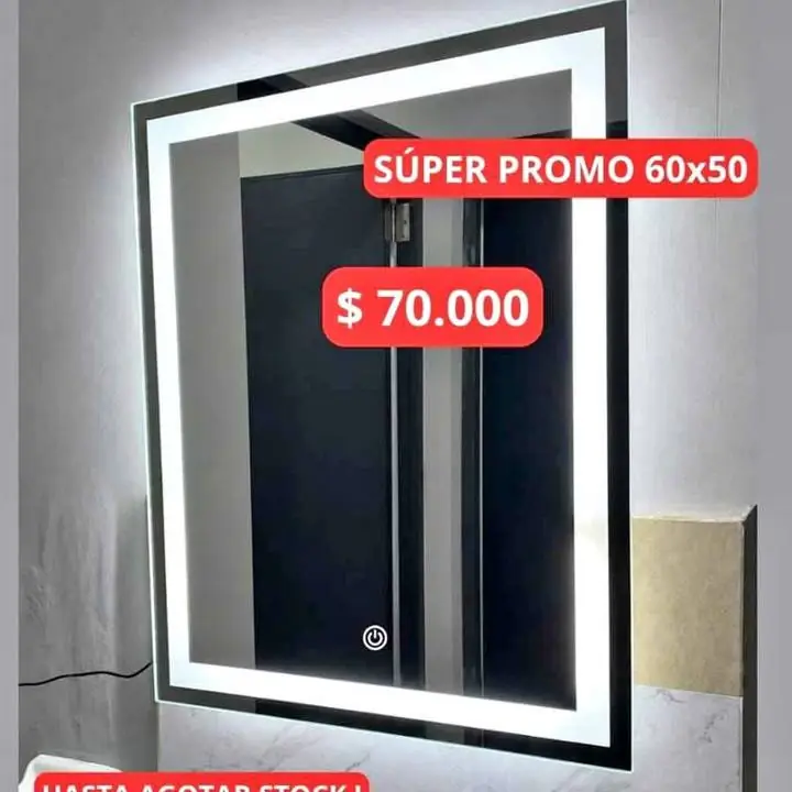 Espejo Modero Luz Led Touch Cuadrado para Baño O Maquillador en Promoo