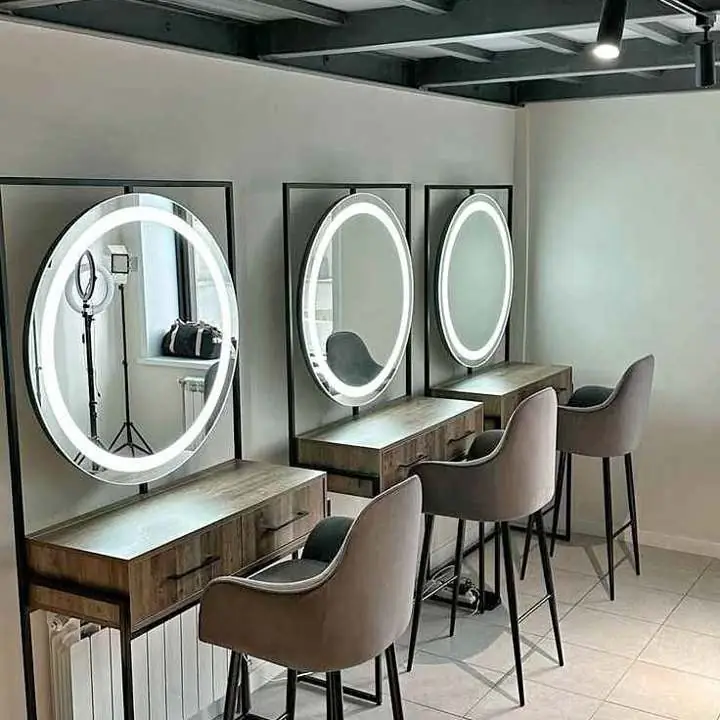 Espejos circular LED touch esmerilado para peluquería o baño en promooo
