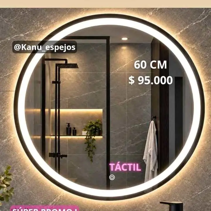 Espejo circular LED touch esmerilado | varias medidas no distorsiona la imagen