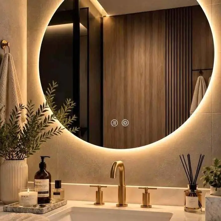 Espejo Circular Luz Led Touch Listo para Colgar No Distorsiona la Imagen