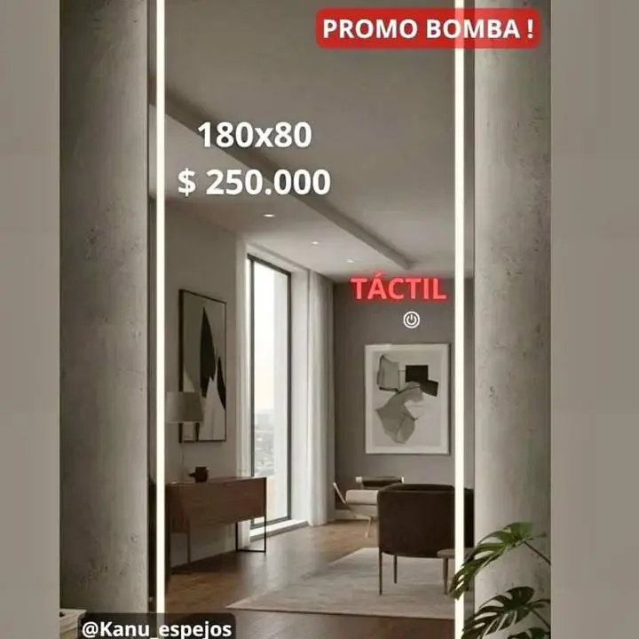 Espejos con luz LED touch esmerilado recto a excelentes precios, variedad de medidas