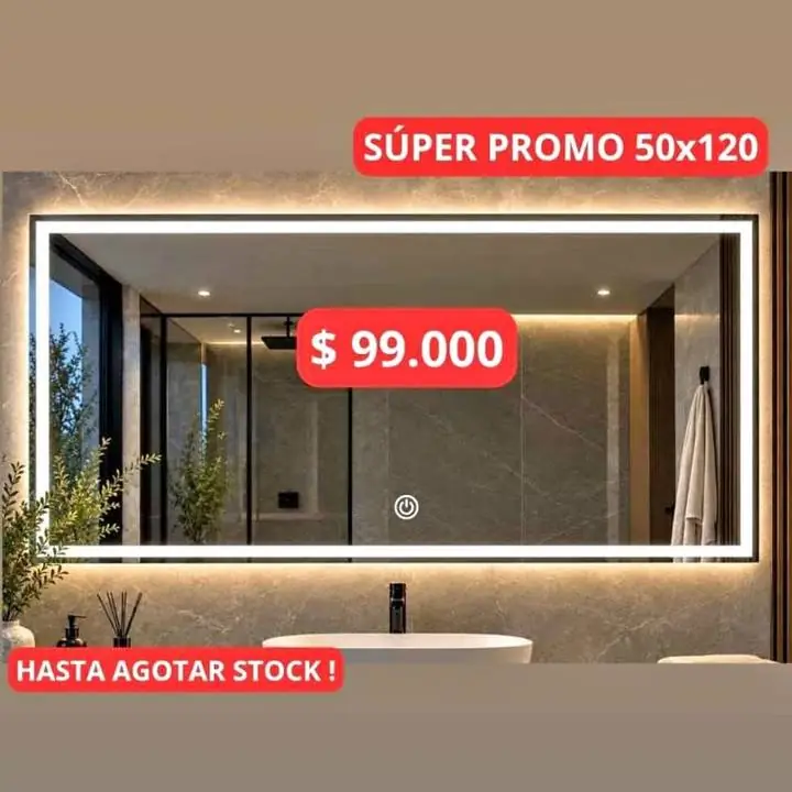 Espejos LED Touch Esmerilados Ideal para Barberías y Hogares Listo para Colgar