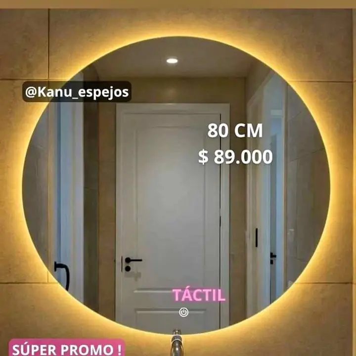 Espejos circular LED touch para peluquería o baño en promooo