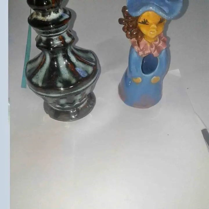 Servilletero y porta vela antiguos de cerámica