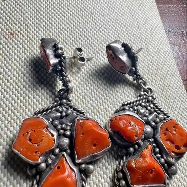 Aros plata y coral