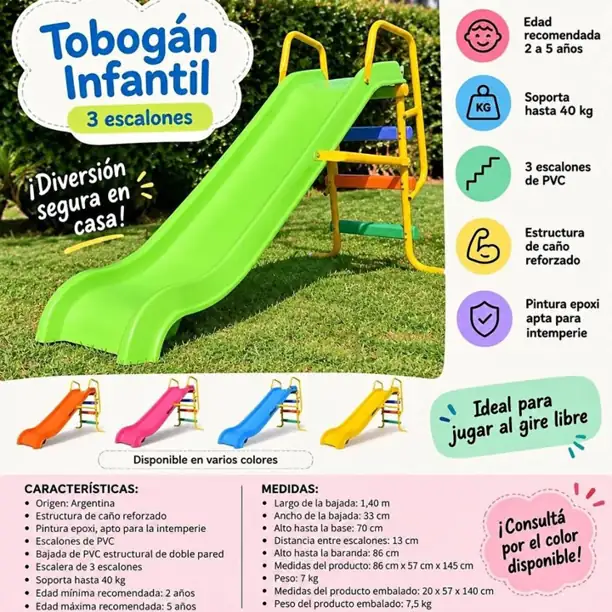 Tobogán infantil 3 escalones