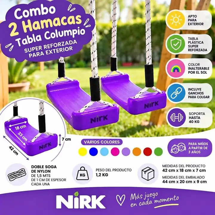 Combo 2 Hamacas Infantiles Reforzadas para Exterior