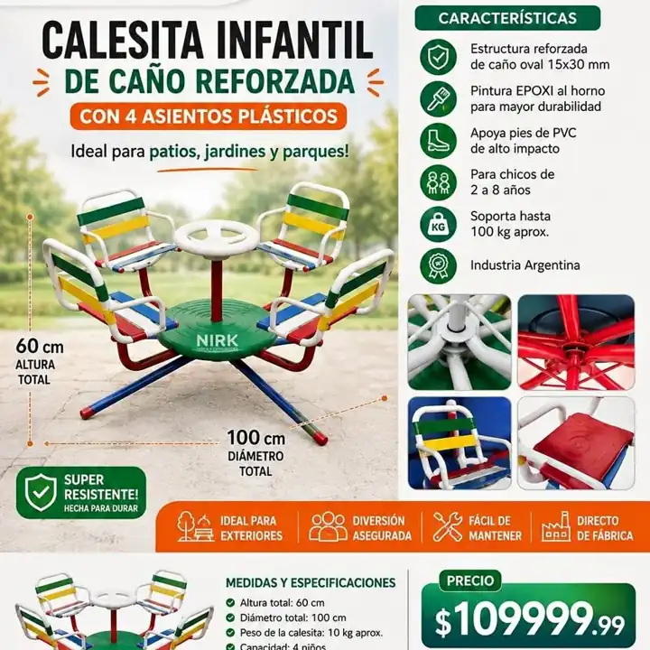Calesita infantil de caño reforzada