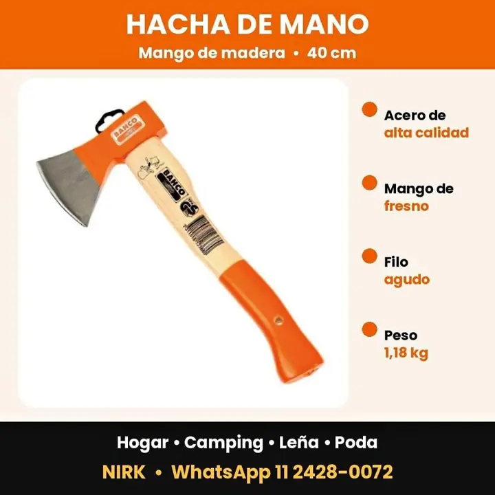 Hacha de Mano Mango de Madera 40 cm – Acero de Alta Calidad