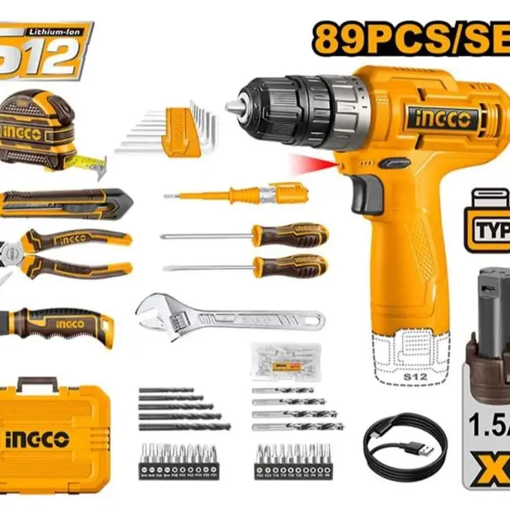 Oferta dia del padre Atornillador taladro inalámbrico de 12V Ingco - Maletín 89 accesorios