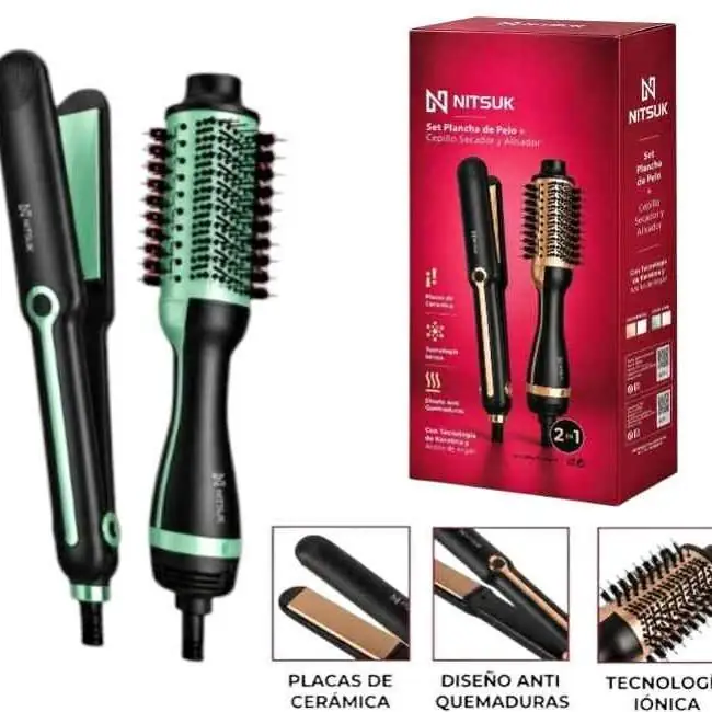 PLN-7 combo cepillo secador y plancha de pelo