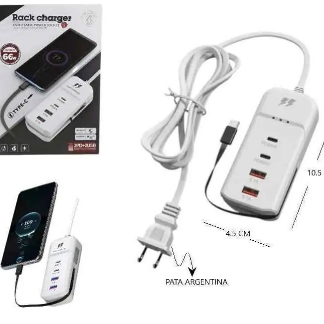 Mini zapatilla cargador rack charger 66W