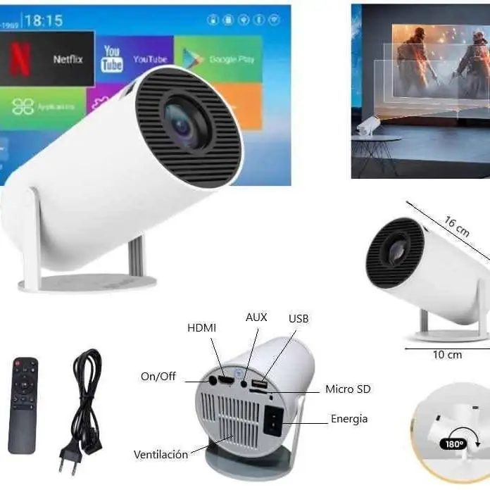 Proyector LED smart Android WiFi BT ultra HD
