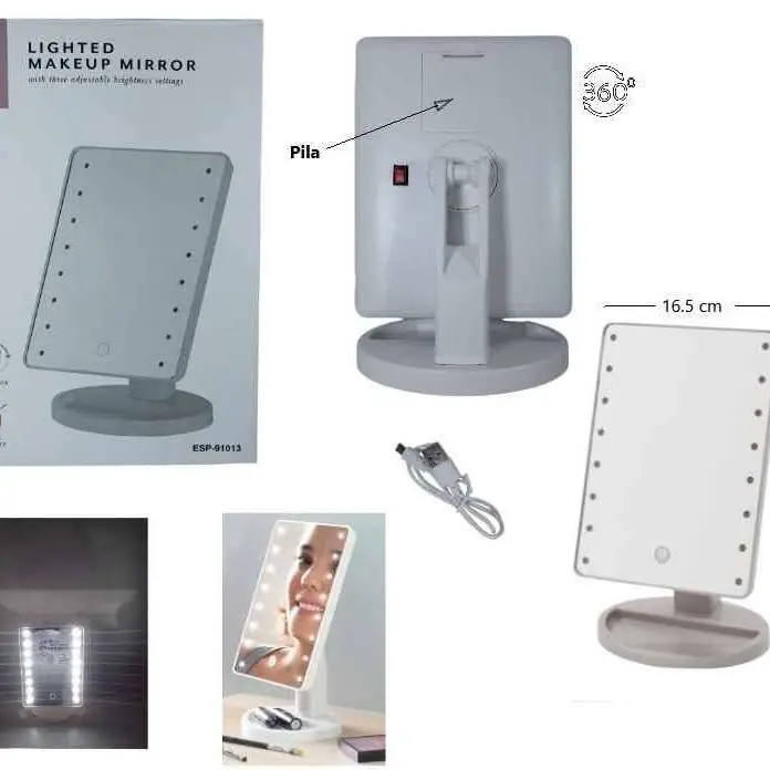 ESP-91046 espejo LED luz fria a pila y USB