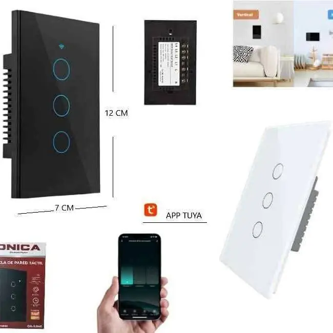 Tecla smart WiFi tactil de 3 canales 1000W
