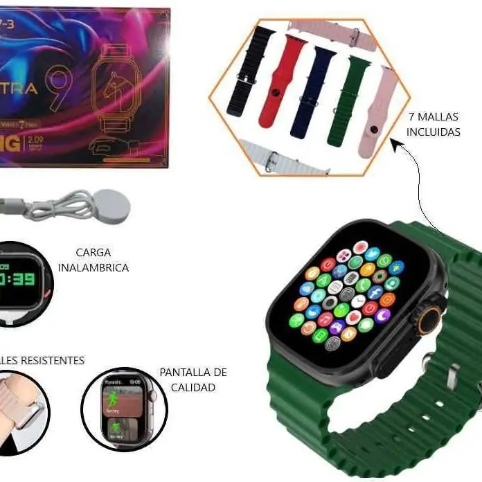 Reloj smart ultra 9 big C/7 mallas