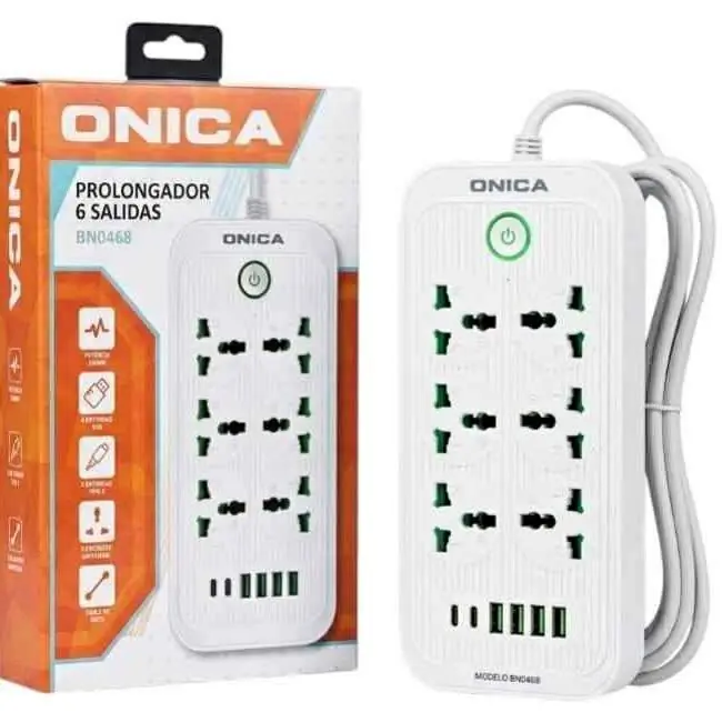 Alargue 2M. C/6 entradas + 4USB + 2TIPOC