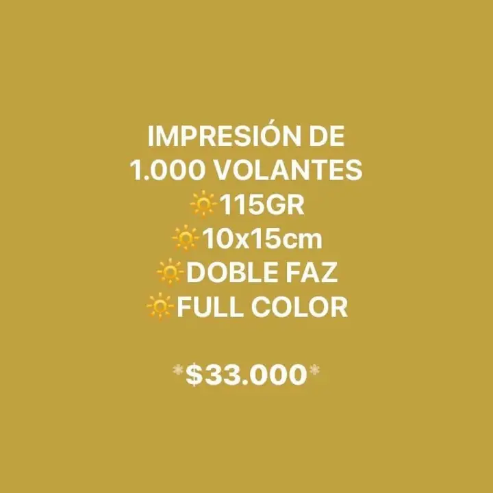 1.000 Volantes full color 115 gr Ambos lados