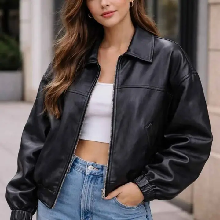 Campera Eco cuero oversize