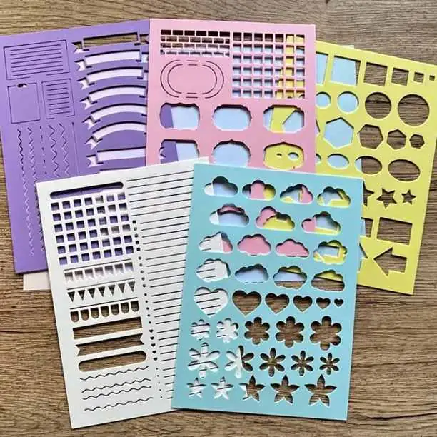 Pack de 5 plantillas para Bullet Journal + Tapas para agendas cuadernos A5 con discos- 3D