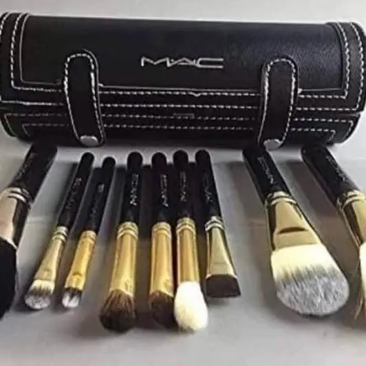 Brochas en estuche de cuero x 9 unidad ! con espejo