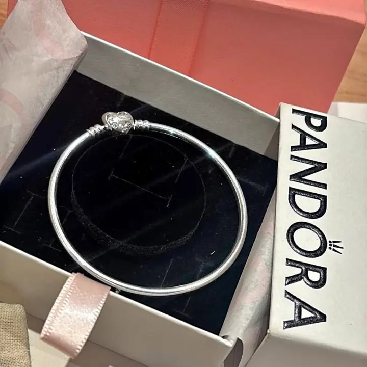 Pulsera Pandora rígida moment corazón 925 Plata sello ale !