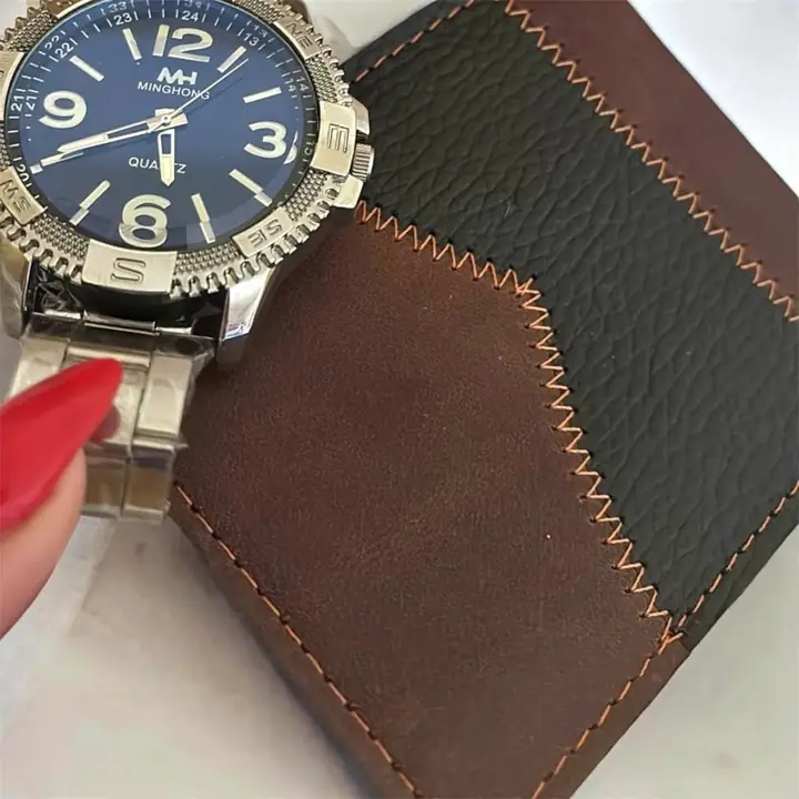 Reloj Quartz + billetera eco cuero en estuche ! Hombre envíos o entregas personales