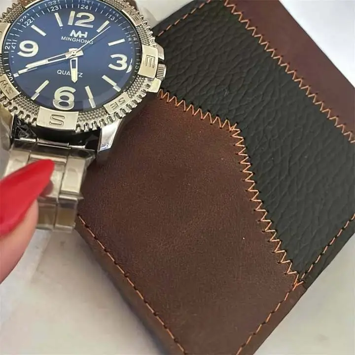 Reloj pulsera de hombre + billetera eco cuero en estuche ! Ideal para regalar