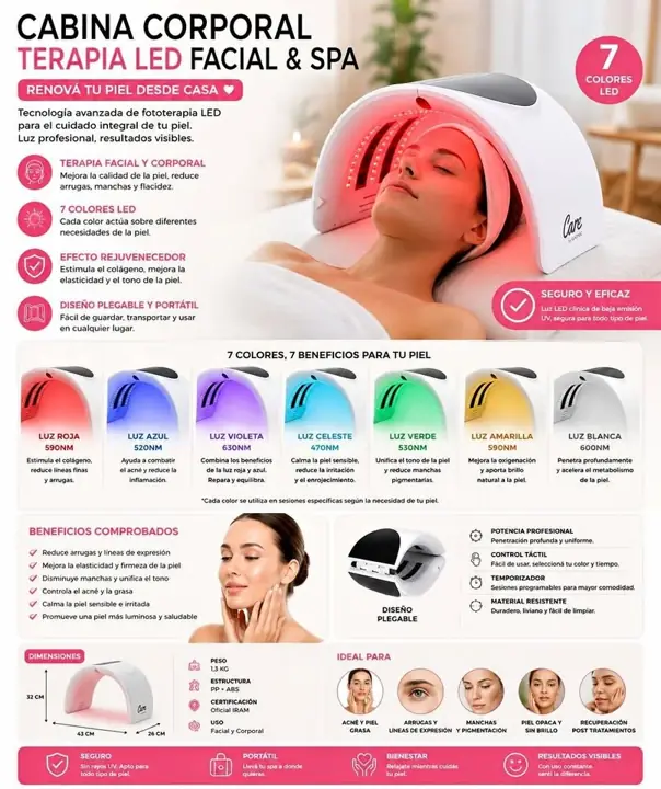 Cabina corporal terapia facial spa LED