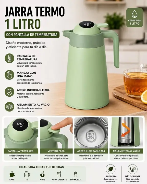 Jarra termo 1 lts - digital temperatura