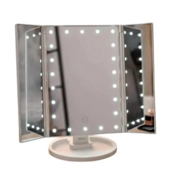 Espejo triple con luz LED y zoom