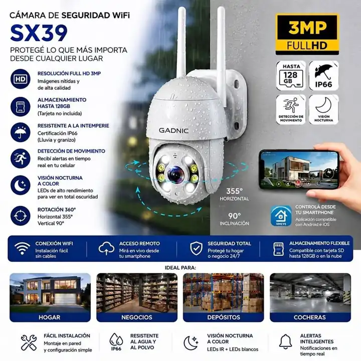 Camara de seguridad WiFi Gadnic