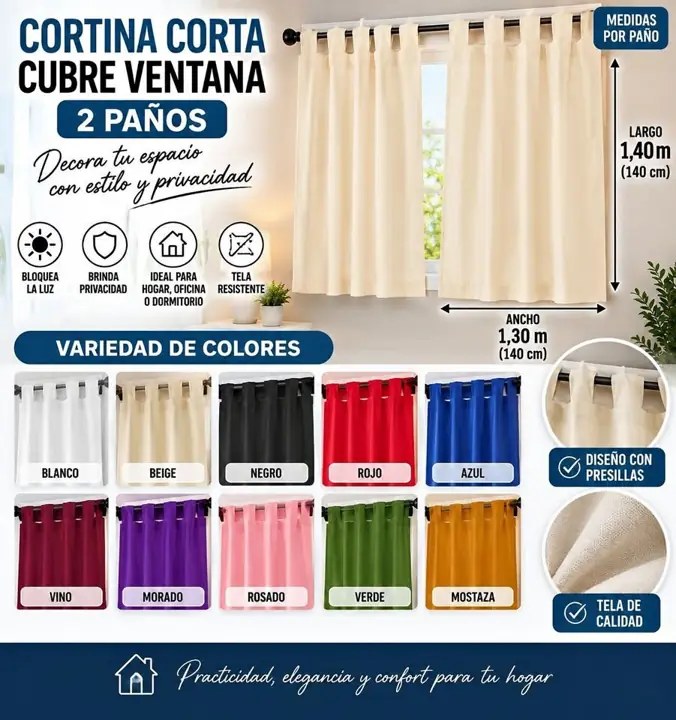 Cortina corta 2 paños
