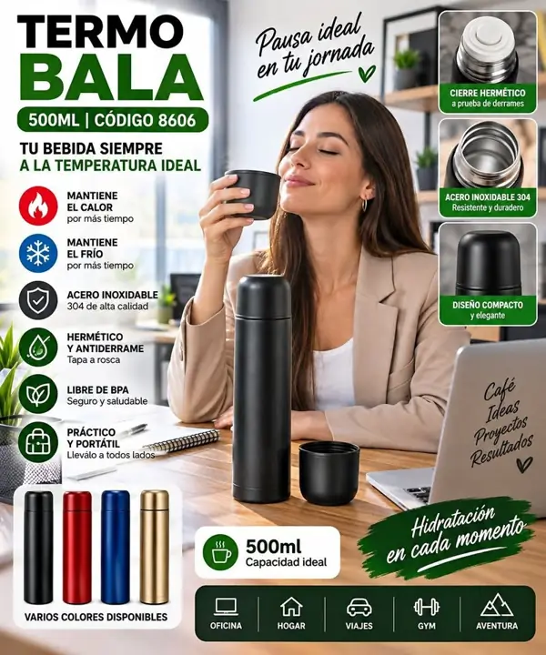 Termo de 500 ML termo bala negro