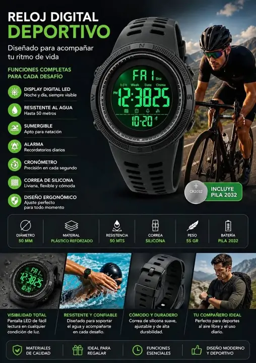 Reloj digital deportivo