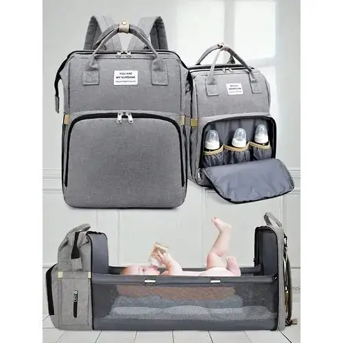 Mochila maternal color negro o gris