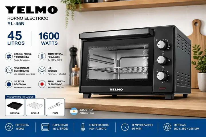 Horno electrico 45 lts yelmo