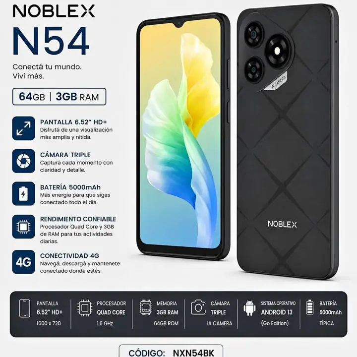 Celular Noblex N54 - 64GB - 4GB RAM