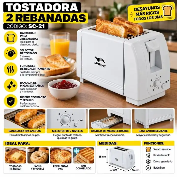 Tostadora blanca sprint
