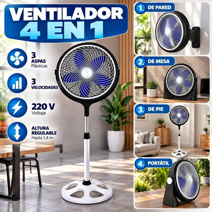 Ventilador 4 en 1 con aspas plasticas