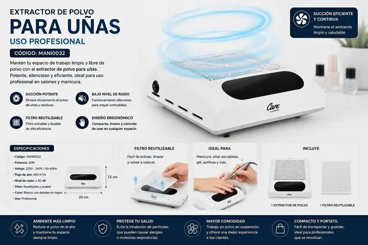 Extractor de polvo para unas profesional care