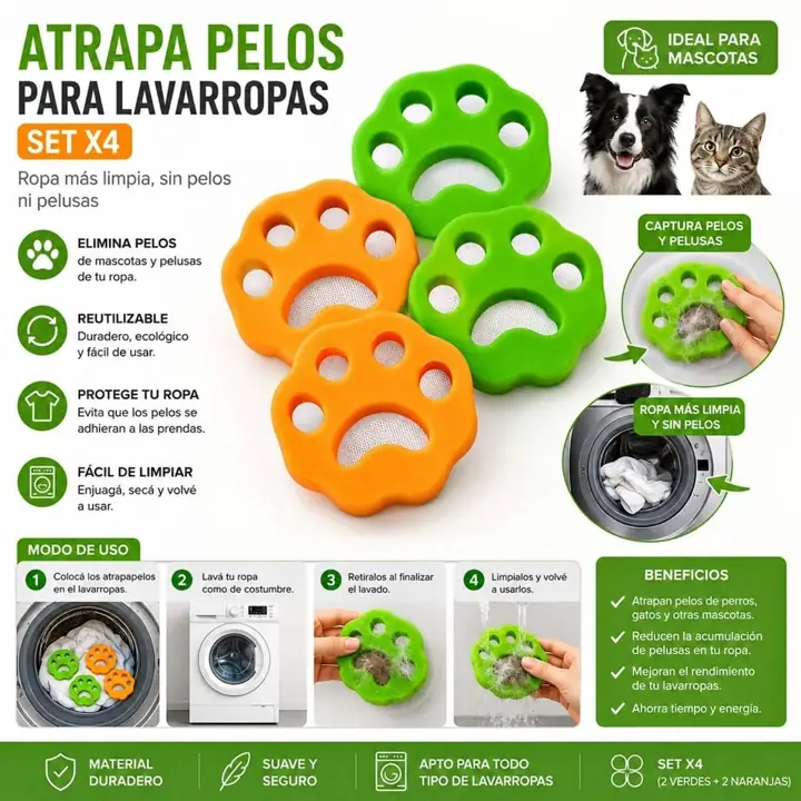 Atrapa pelos para lavarropa X4