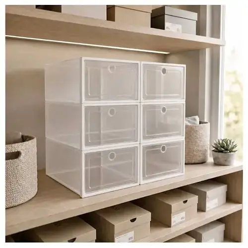 Caja de zapatillas con tapa apilable