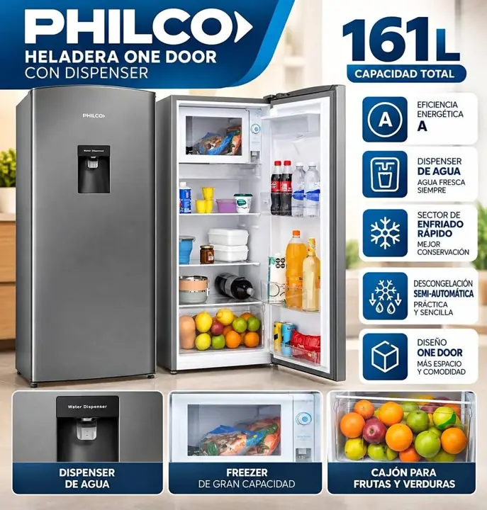 Heladera one door con dispenser Philco