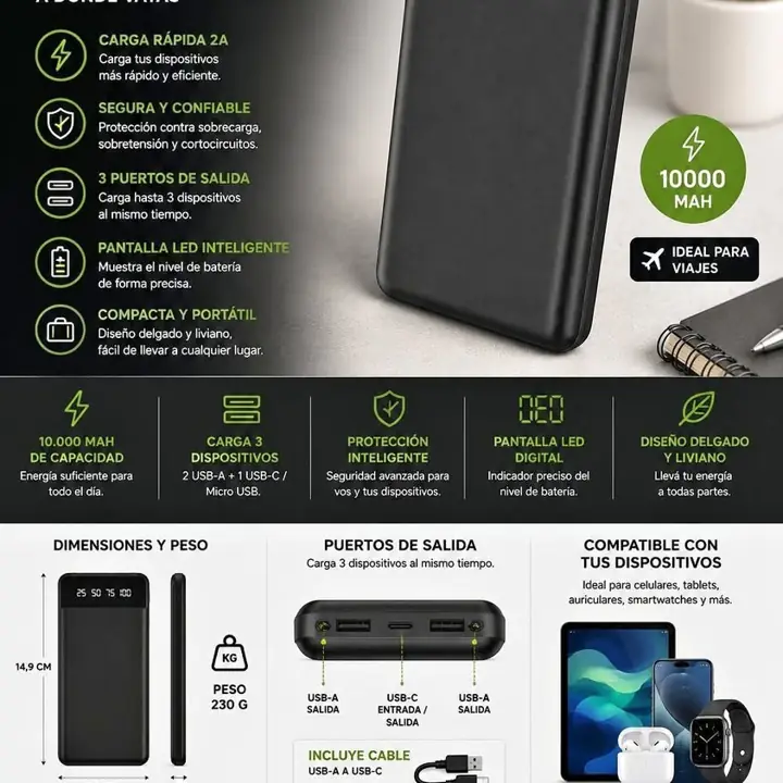 Cargador portatil 10000 mah