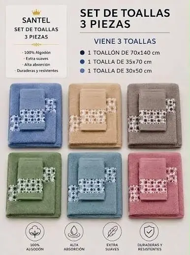 Santel - toallas de 3 piezas