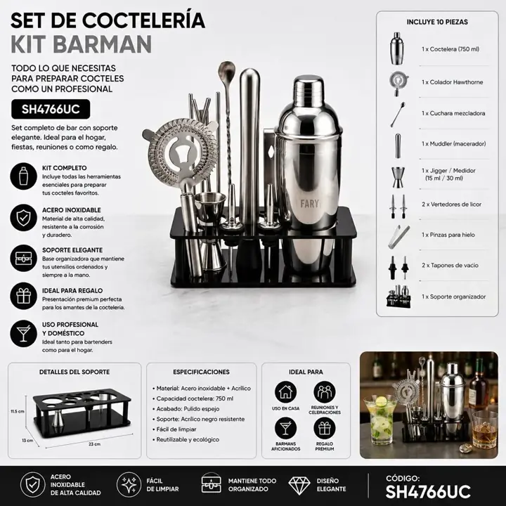 Set de cocteleria kit barman