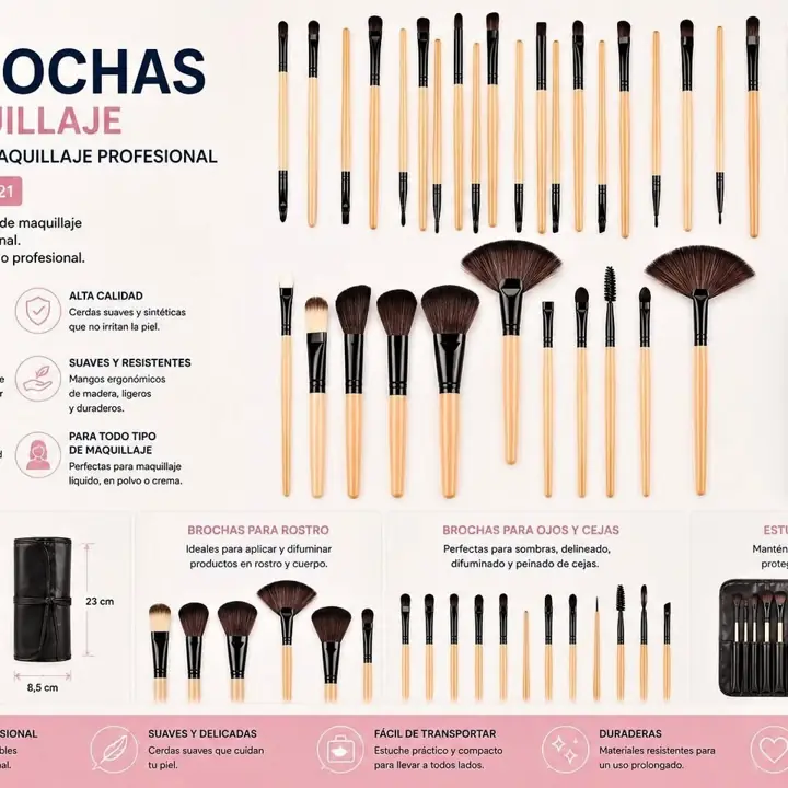 Set de brochas con estuche 32 piezas