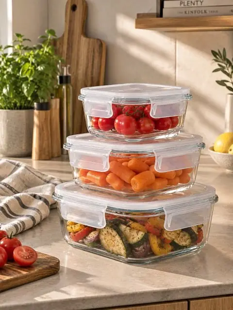 Set X3 tupper vidrio rectangular